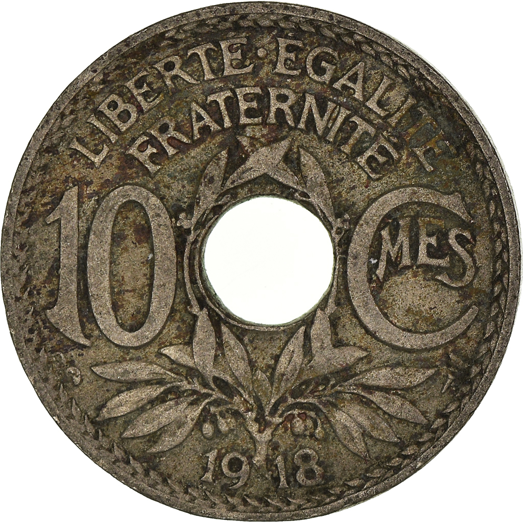 Moneda, Francia, 10 Centimes, 1918