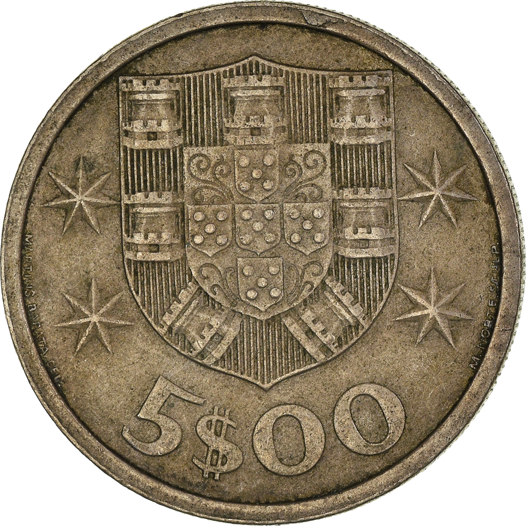Moneda, Portugal, 5 Escudos, 1975