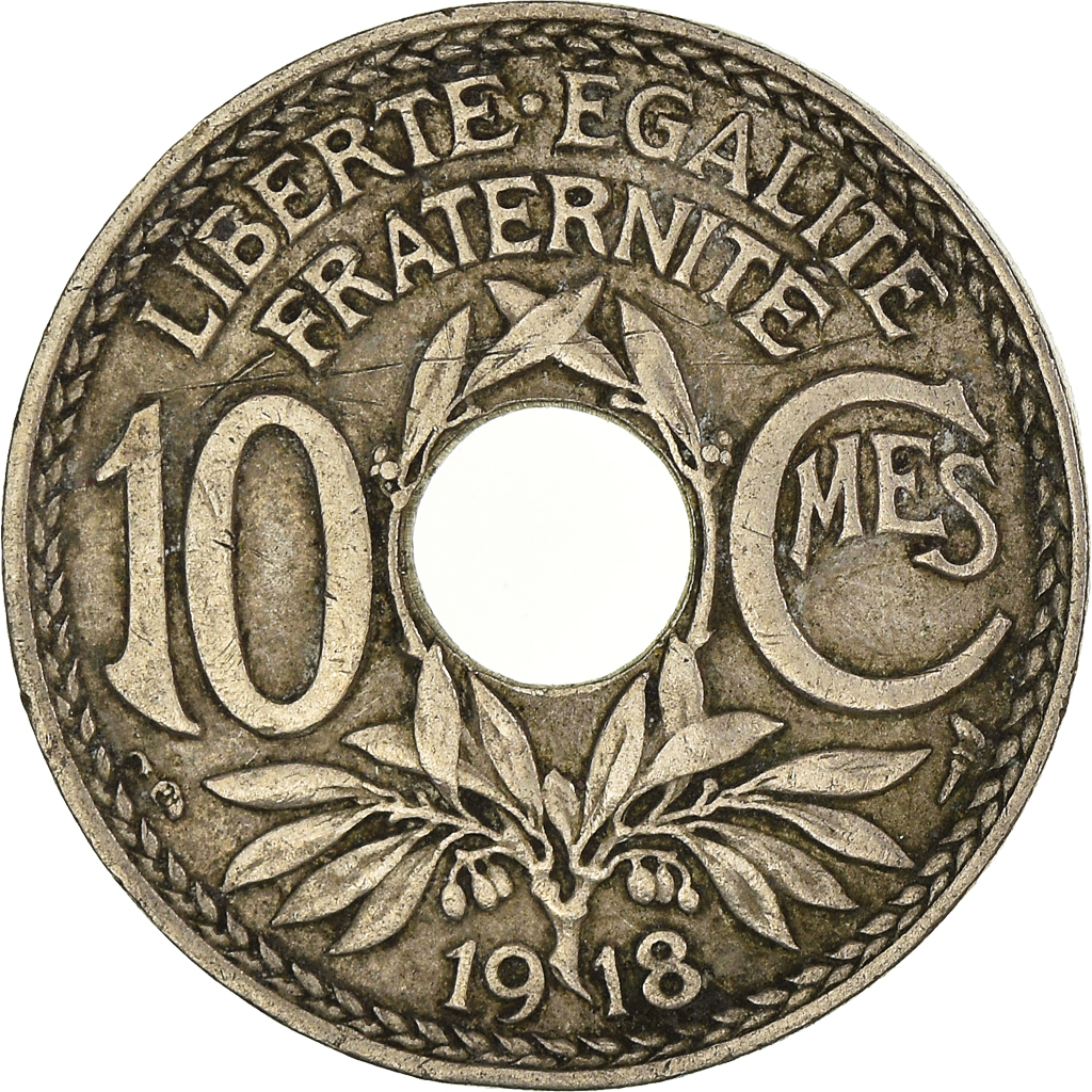 Moneda, Francia, 10 Centimes, 1918