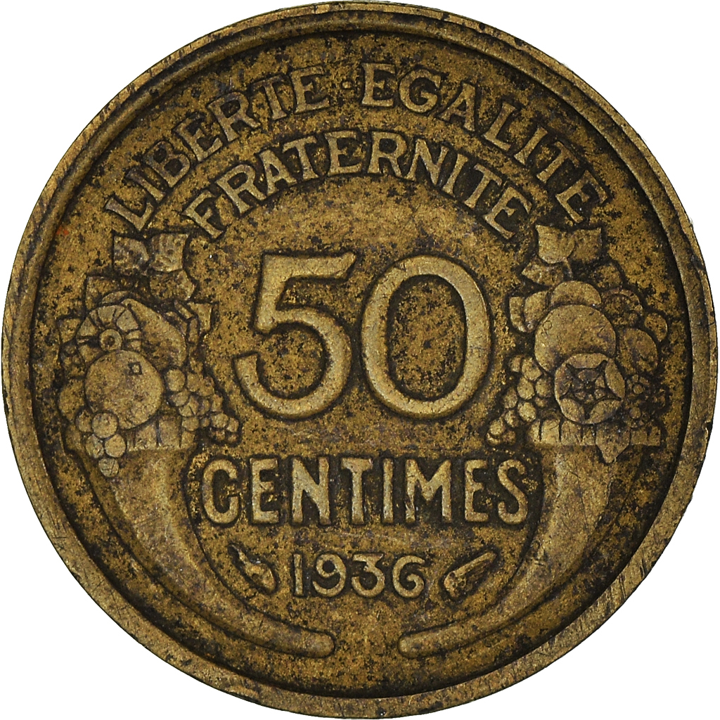 Moneda, Francia, 50 Centimes, 1936