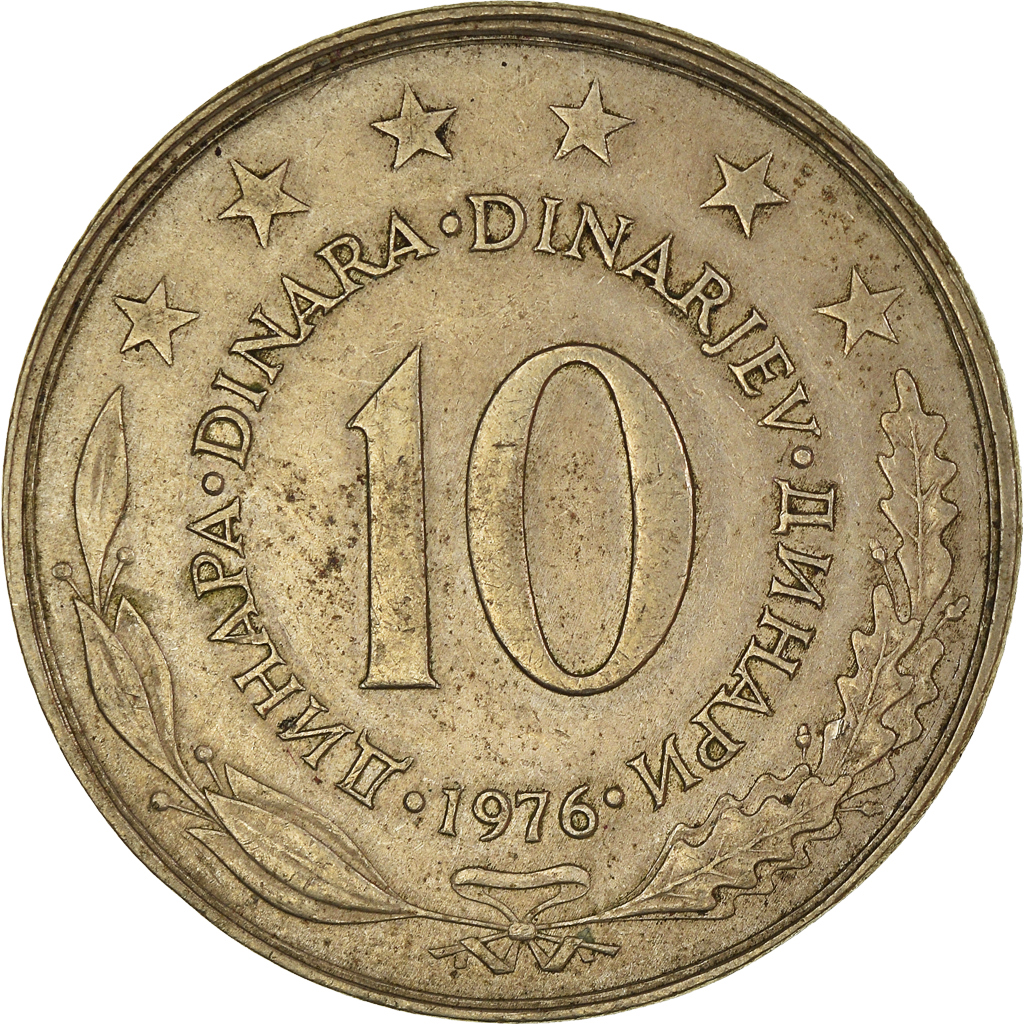 Moneda, Yugoslavia, 10 Dinara, 1976