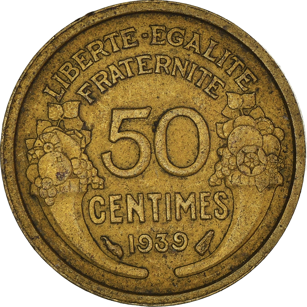 Moneda, Francia, 50 Centimes, 1939