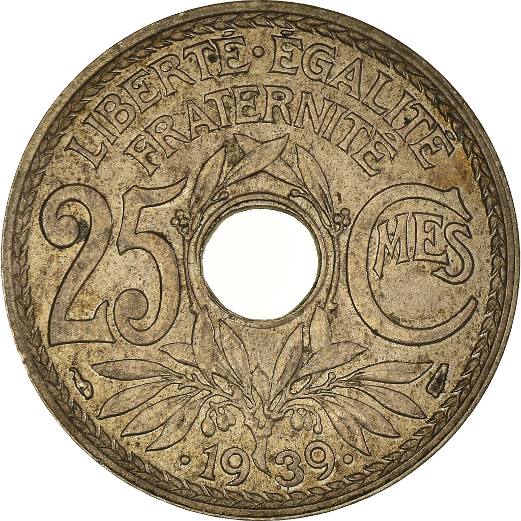 Moneda, Francia, 25 Centimes, 1939