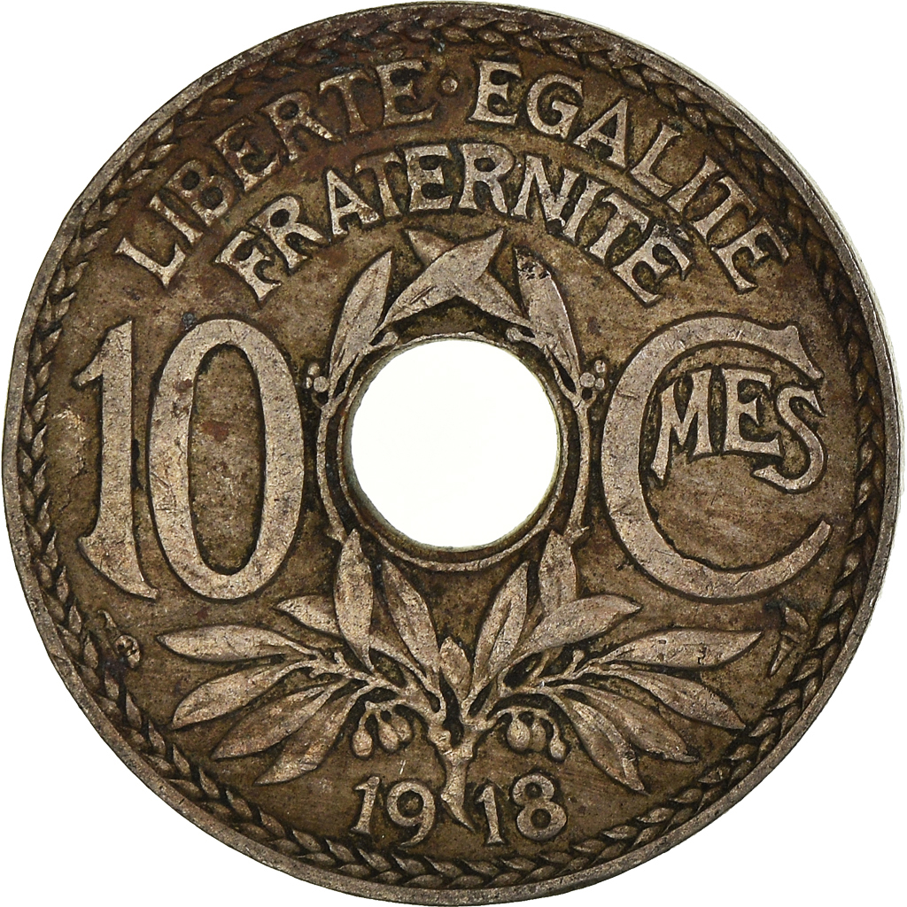 Moneda, Francia, 10 Centimes, 1918