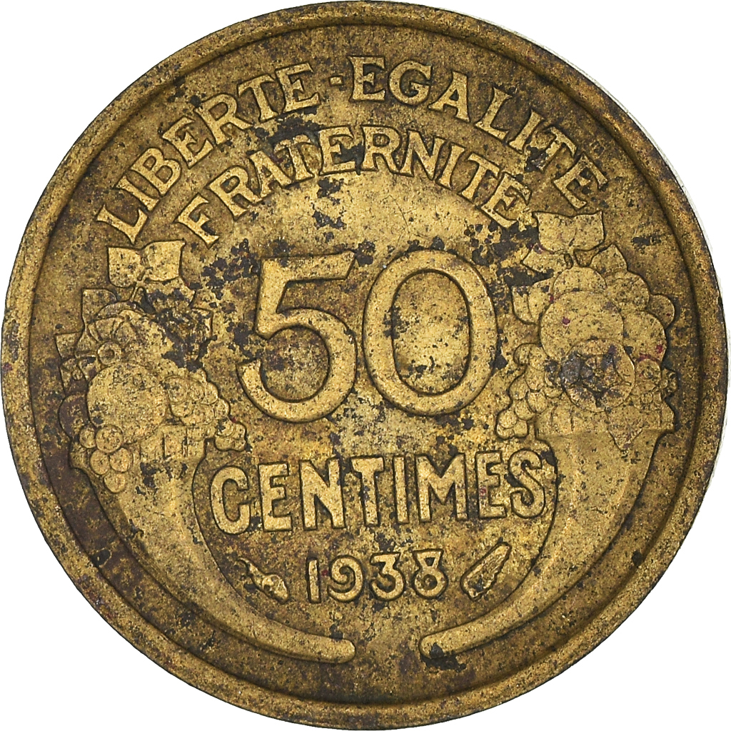 Moneda, Francia, 50 Centimes, 1938