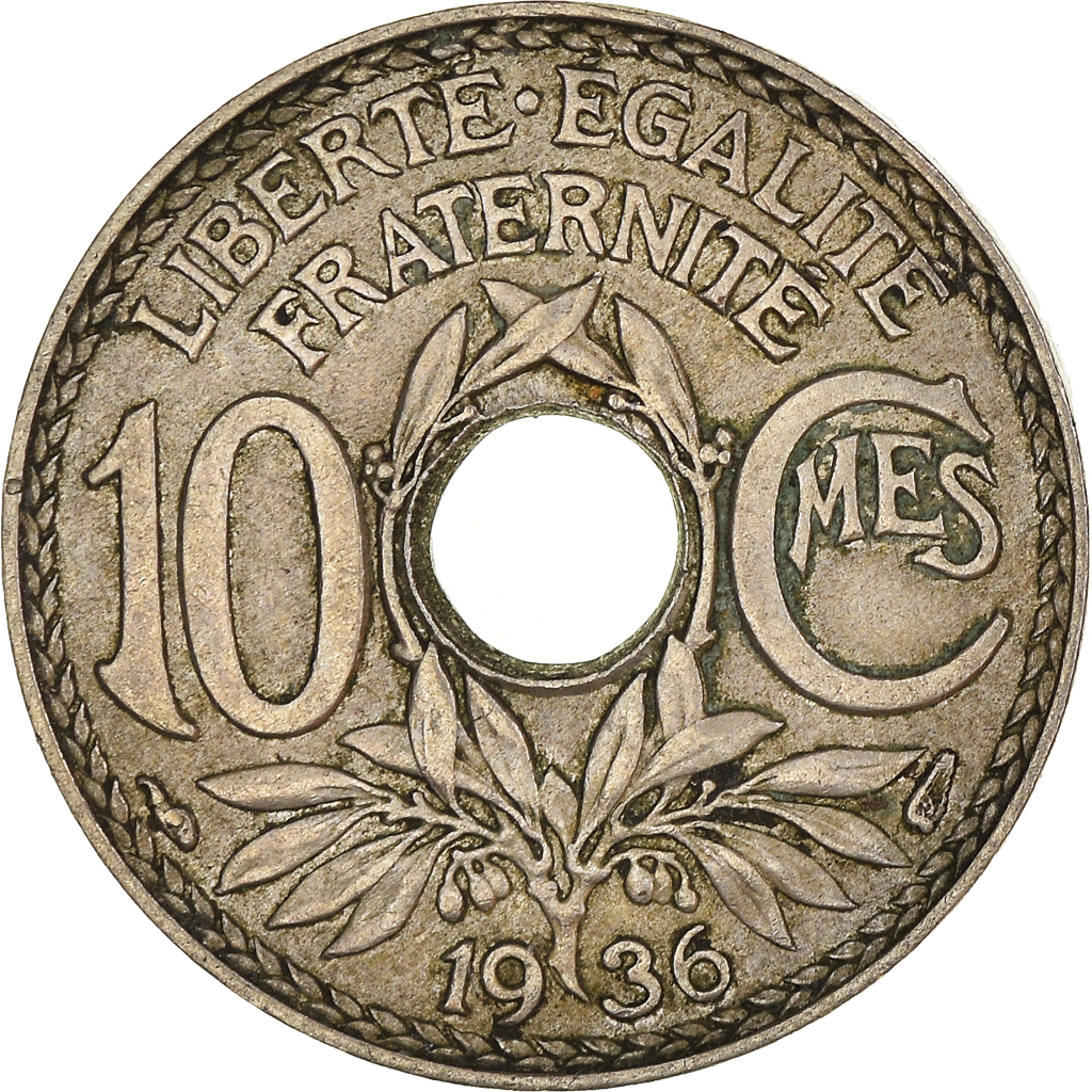 Moneda, Francia, 10 Centimes, 1936