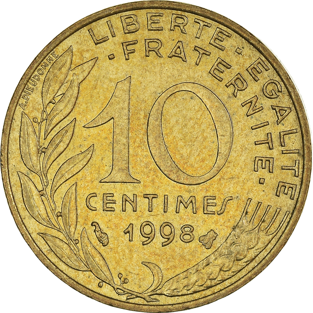 Moneda, Francia, 10 Centimes, 1998