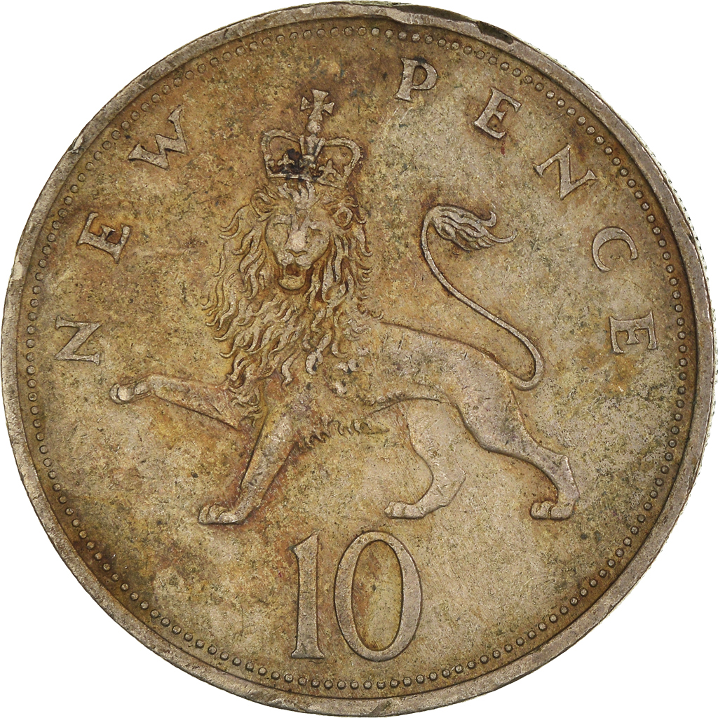 Moneda, Gran Bretaña, 10 New Pence, 1968
