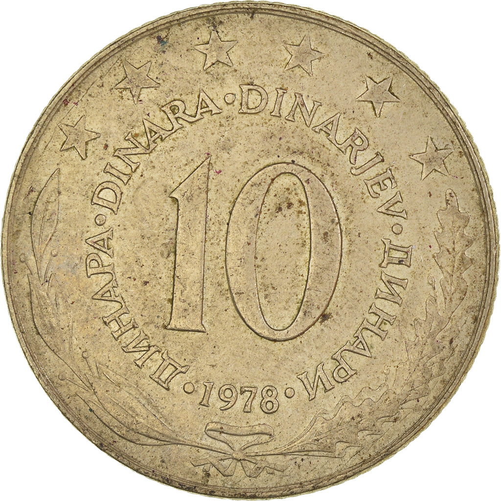 Moneda, Yugoslavia, 10 Dinara, 1978