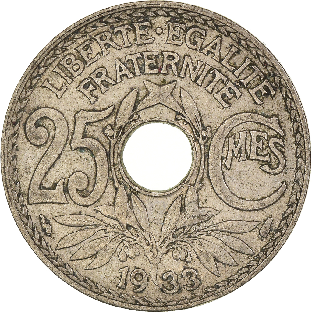 Moneda, Francia, 25 Centimes, 1933