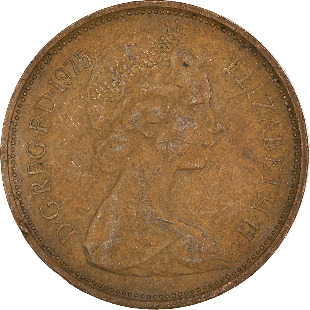 Moneda, Gran Bretaña, 2 New Pence, 1975