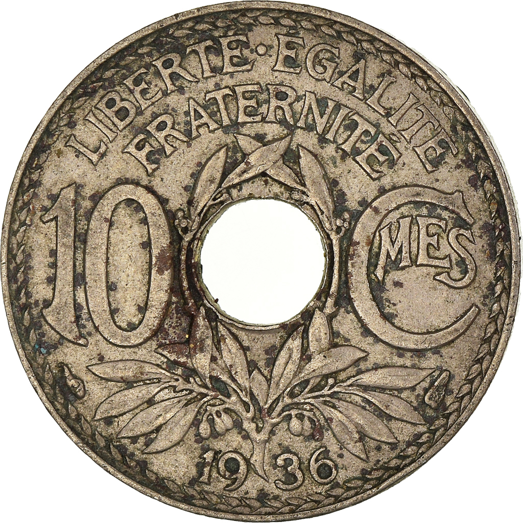 Moneda, Francia, 10 Centimes, 1936