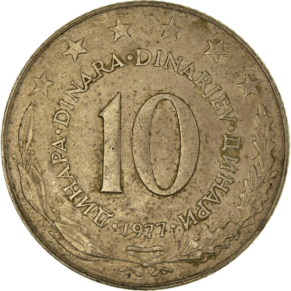 Moneda, Yugoslavia, 10 Dinara, 1977