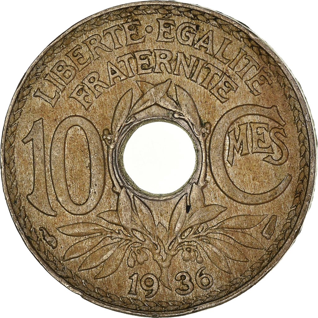 Moneda, Francia, 10 Centimes, 1936