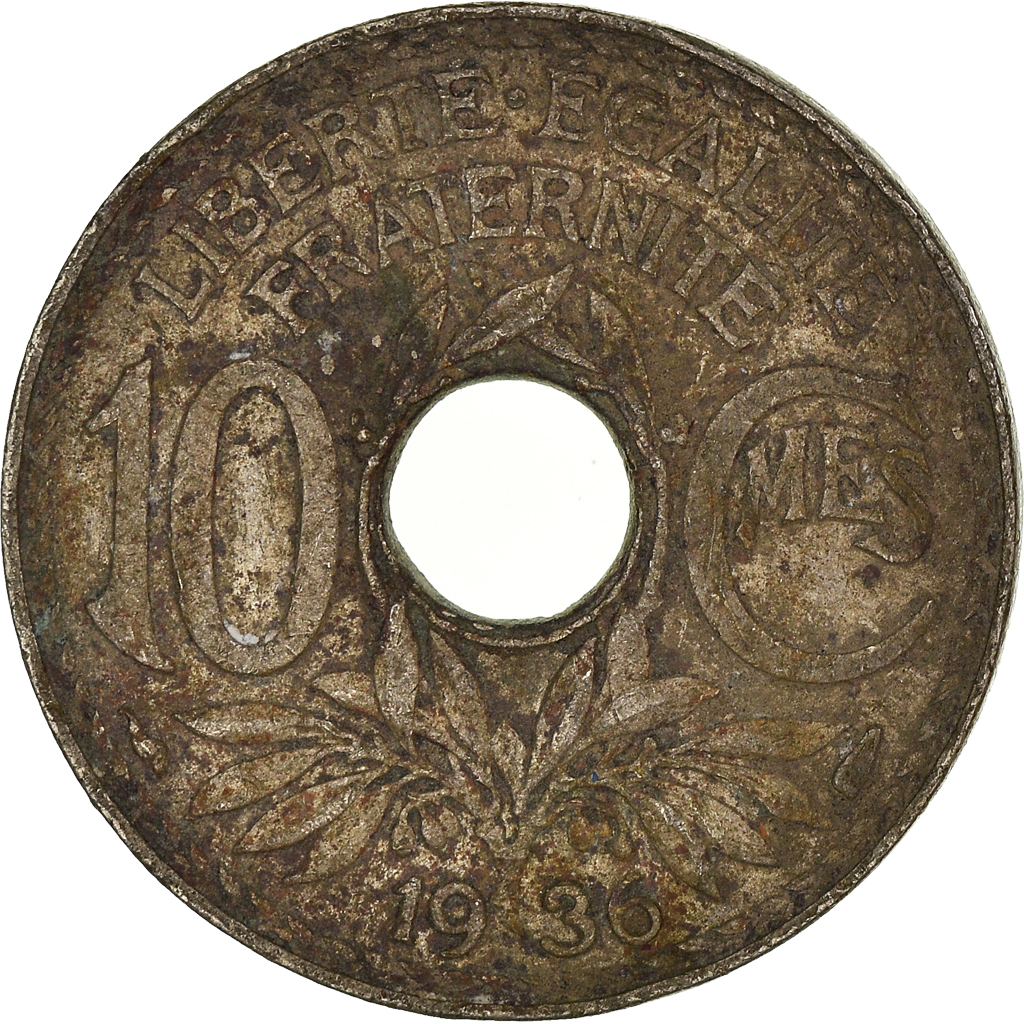 Moneda, Francia, 10 Centimes, 1936