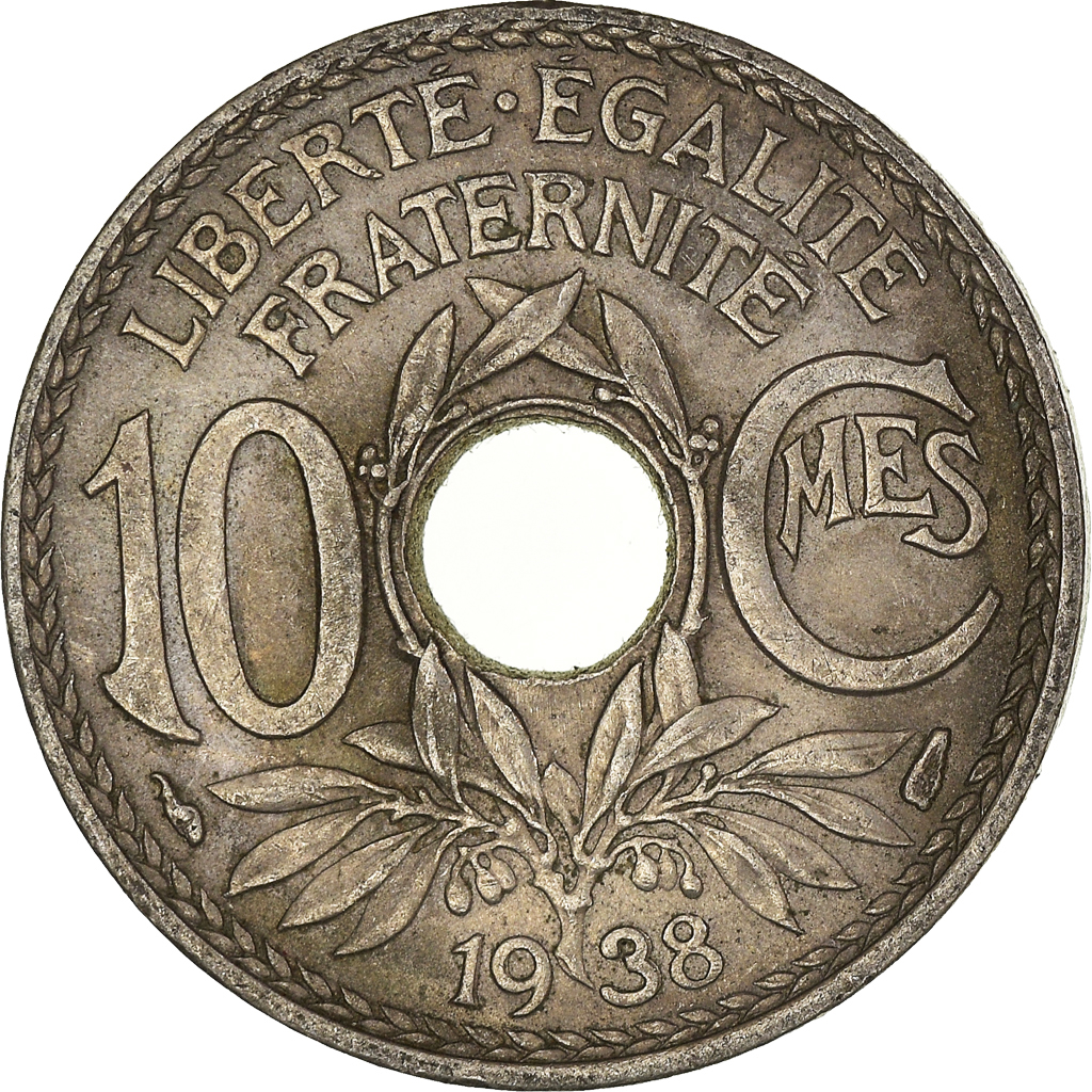 Moneda, Francia, 10 Centimes, 1938
