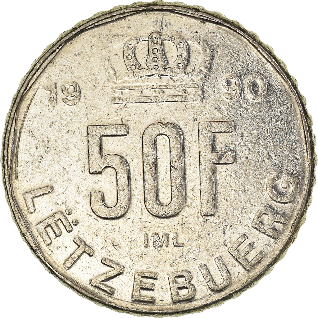 Moneda, Luxemburgo, 50 Francs, 1990