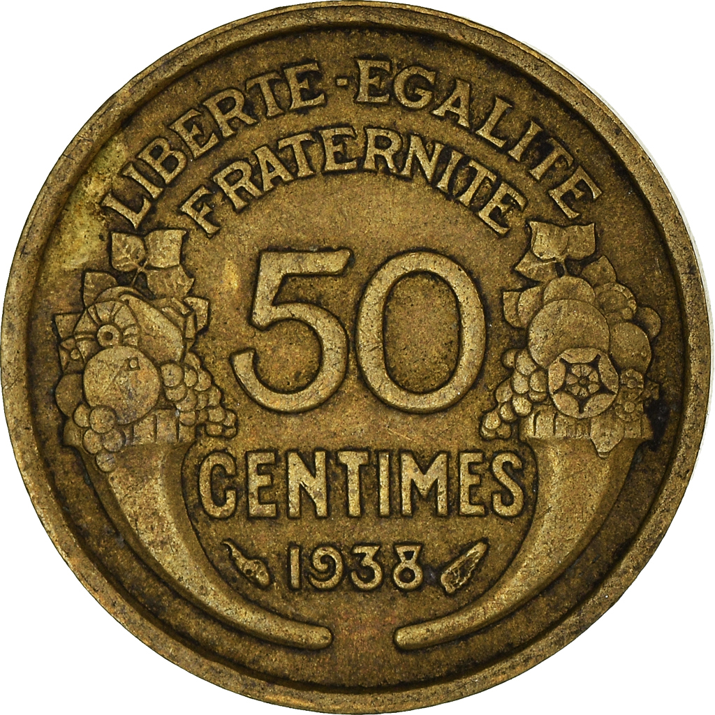 Moneda, Francia, 50 Centimes, 1938