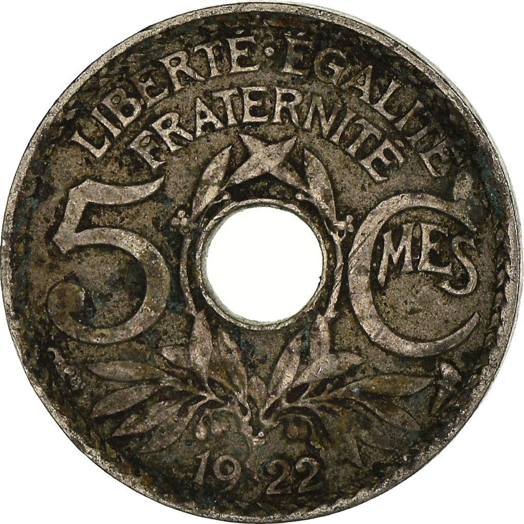 Moneda, Francia, 5 Centimes, 1922