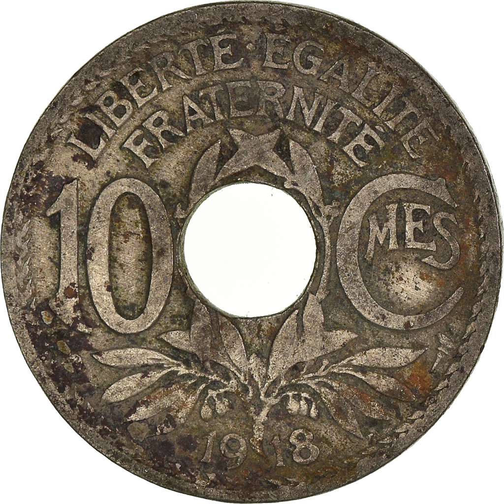 Moneda, Francia, 10 Centimes, 1918