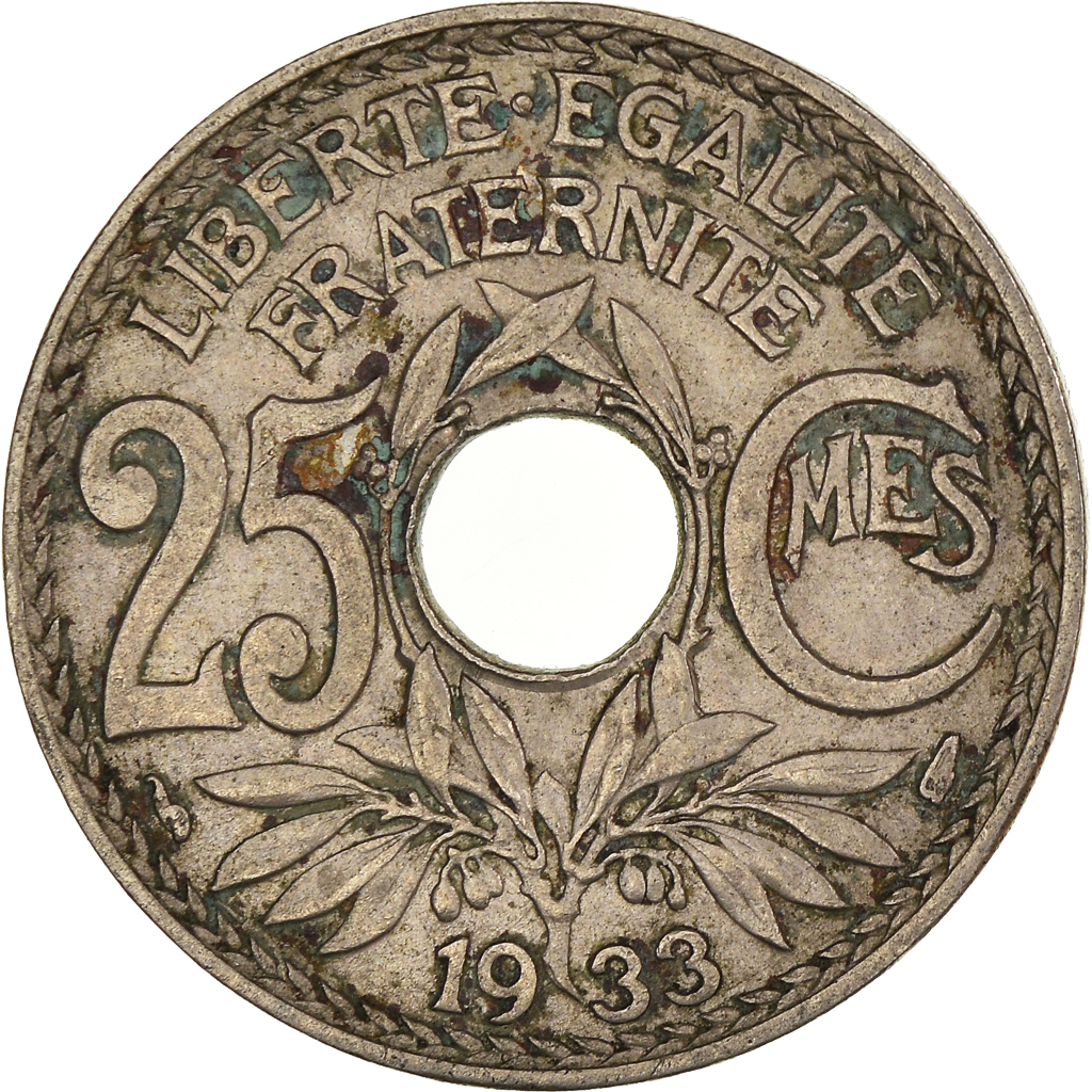Moneda, Francia, 25 Centimes, 1933