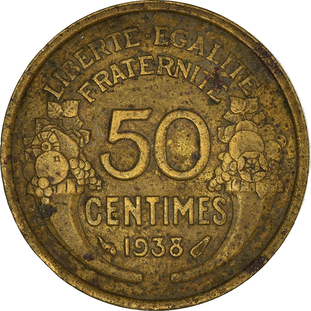 Moneda, Francia, 50 Centimes, 1938