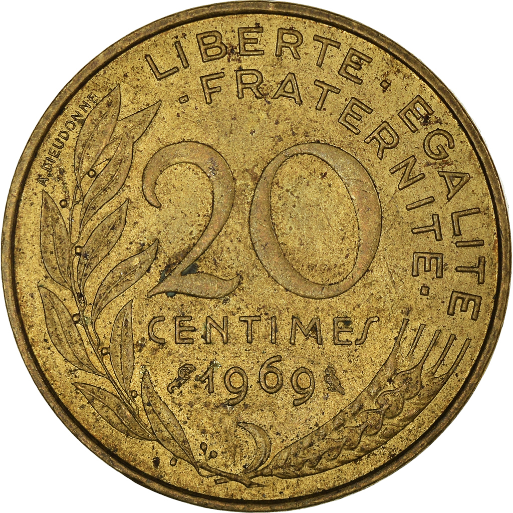 Moneda, Francia, 20 Centimes, 1969