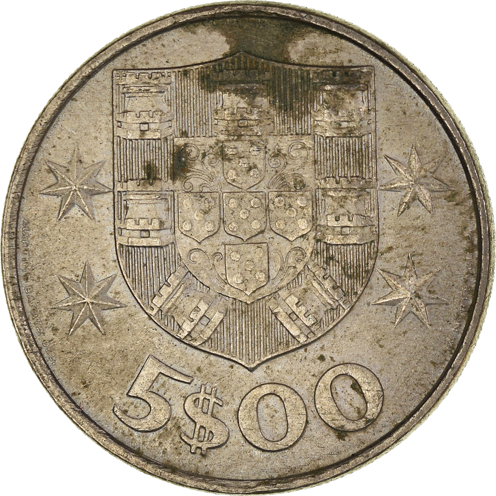 Moneda, Portugal, 5 Escudos, 1977