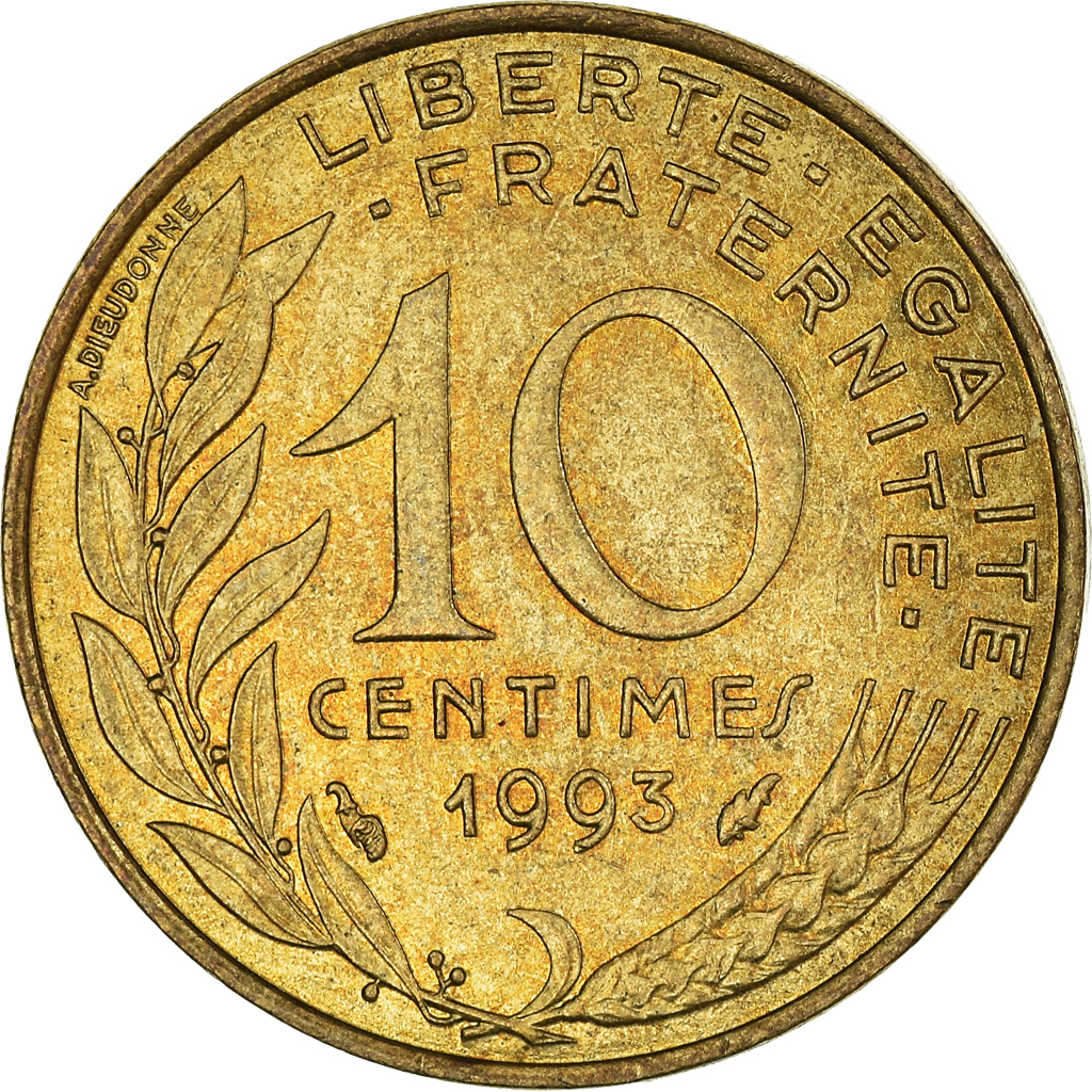 Moneda, Francia, 10 Centimes, 1993