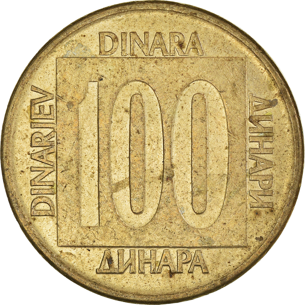 Moneda, Yugoslavia, 100 Dinara, 1989