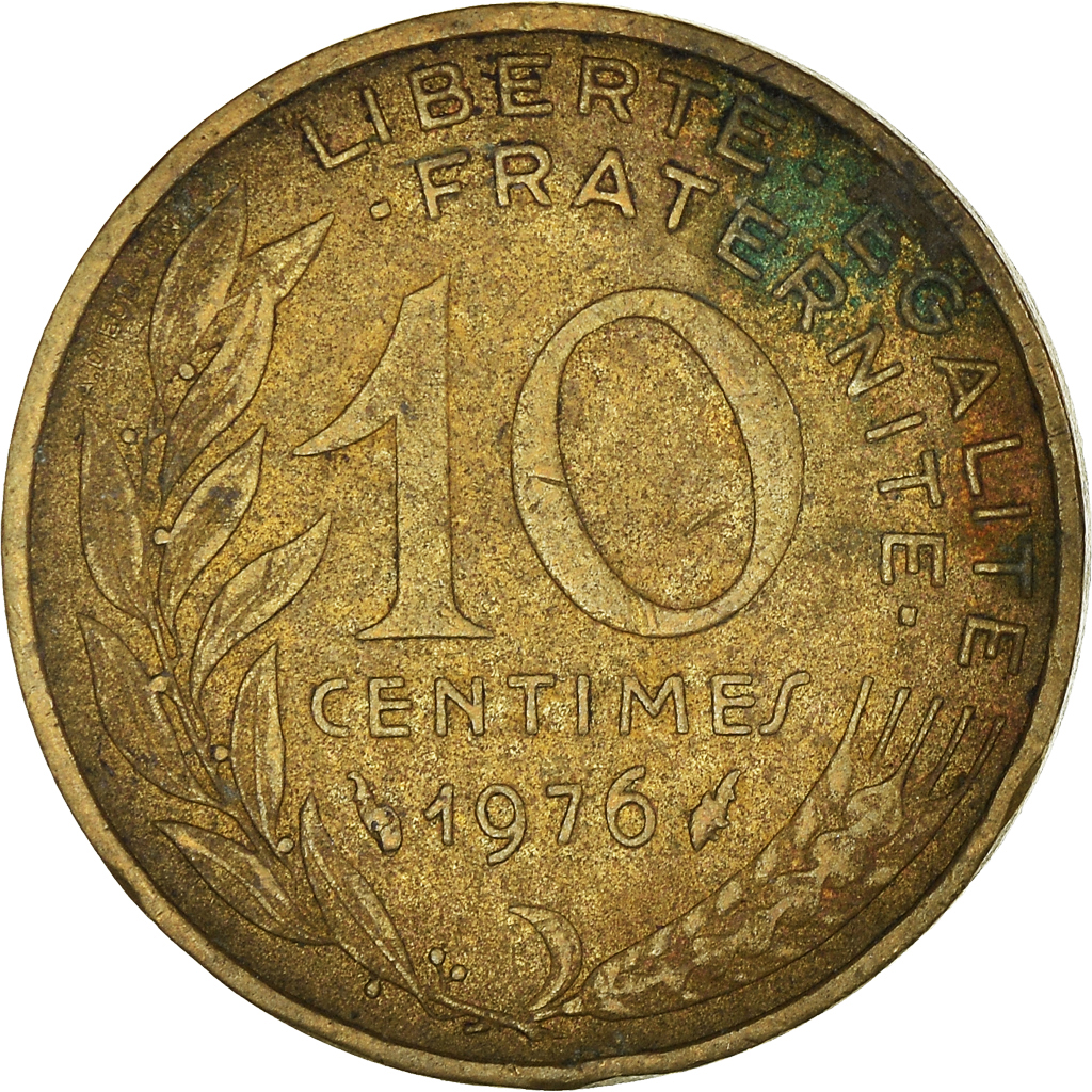 Moneda, Francia, 10 Centimes, 1976