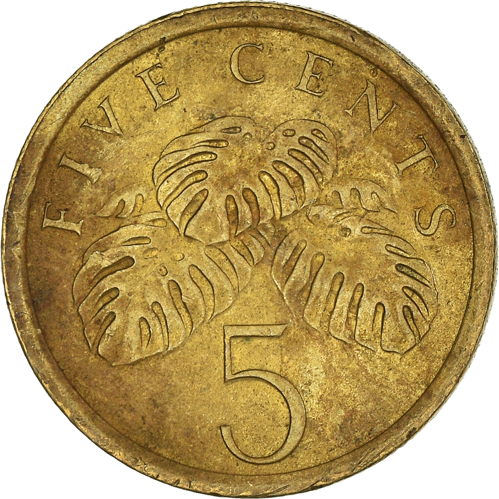 Moneda, Singapur, 5 Cents, 1993