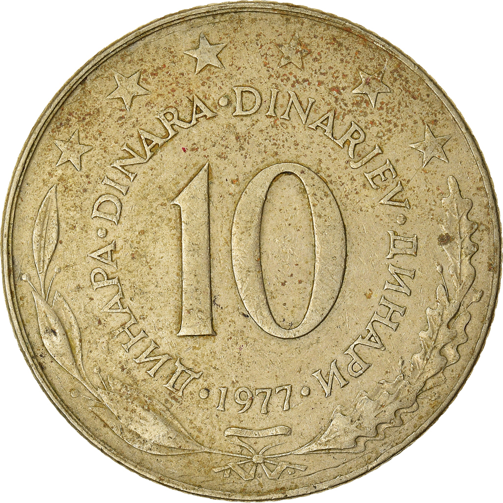 Moneda, Yugoslavia, 10 Dinara, 1977