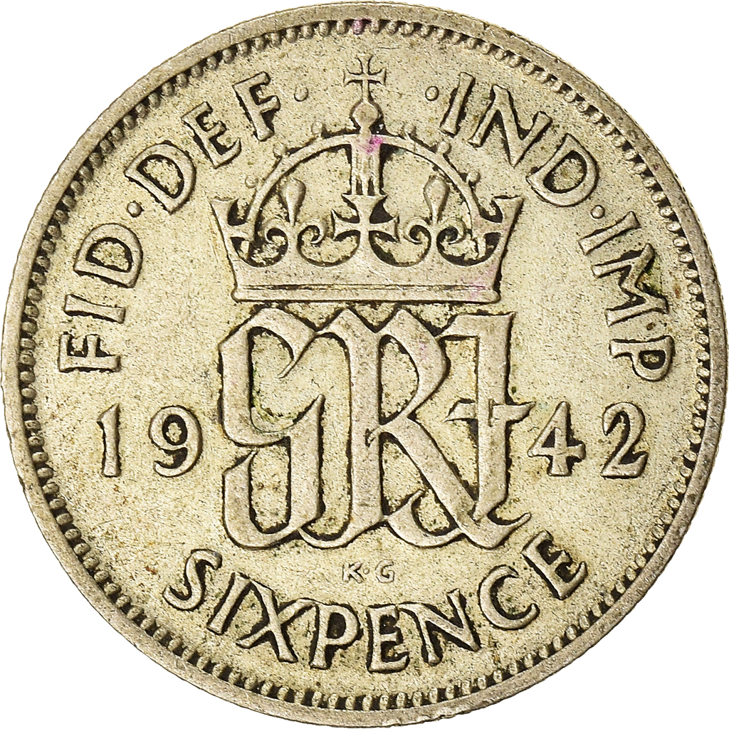 Moneda, Gran Bretaña, 6 Pence, 1942