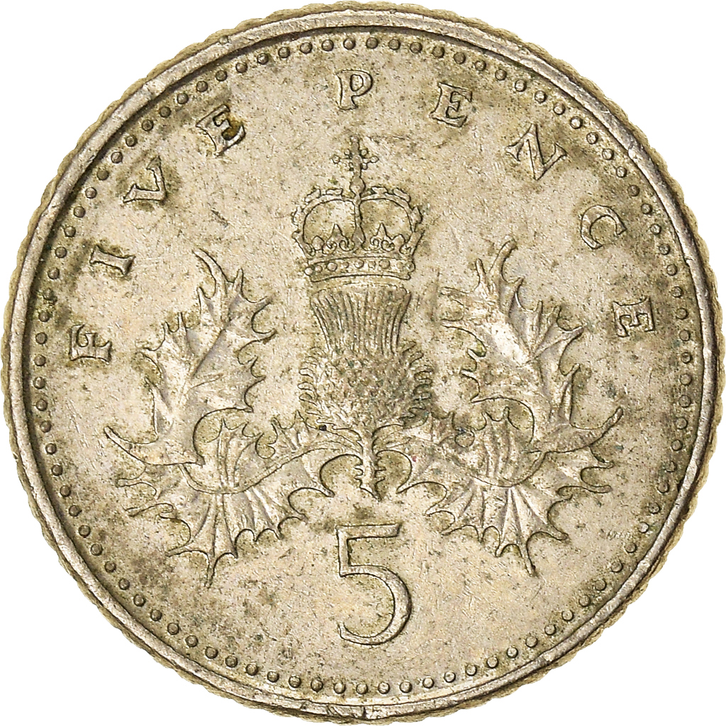 Moneda, Gran Bretaña, 5 Pence, 1991