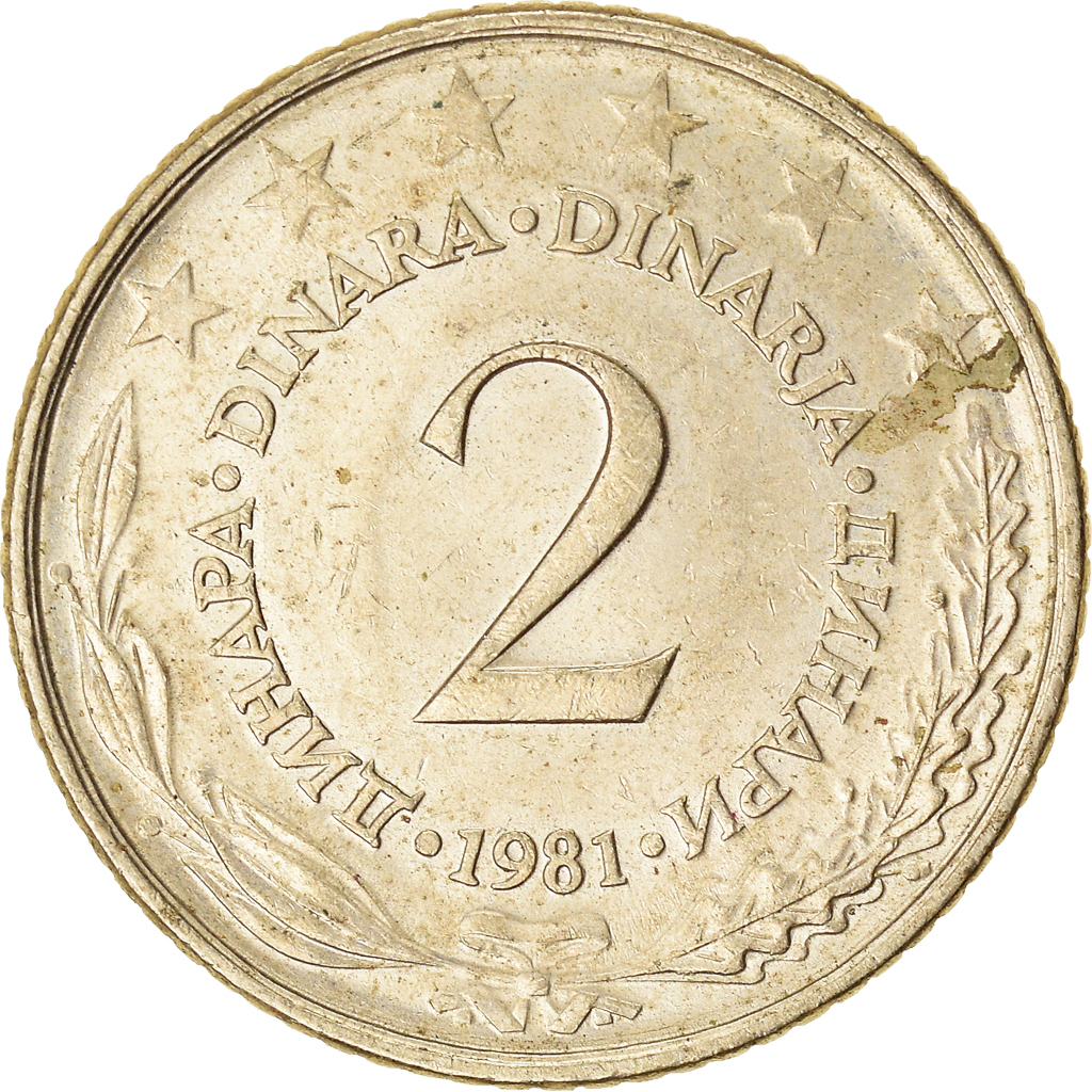 Moneda, Yugoslavia, 2 Dinara, 1981