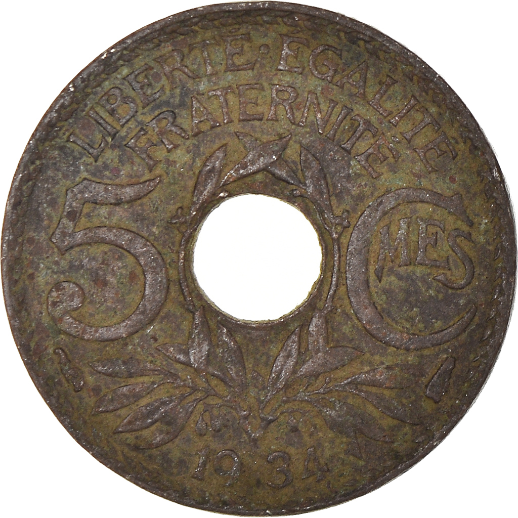 Moneda, Francia, 5 Centimes, 1934