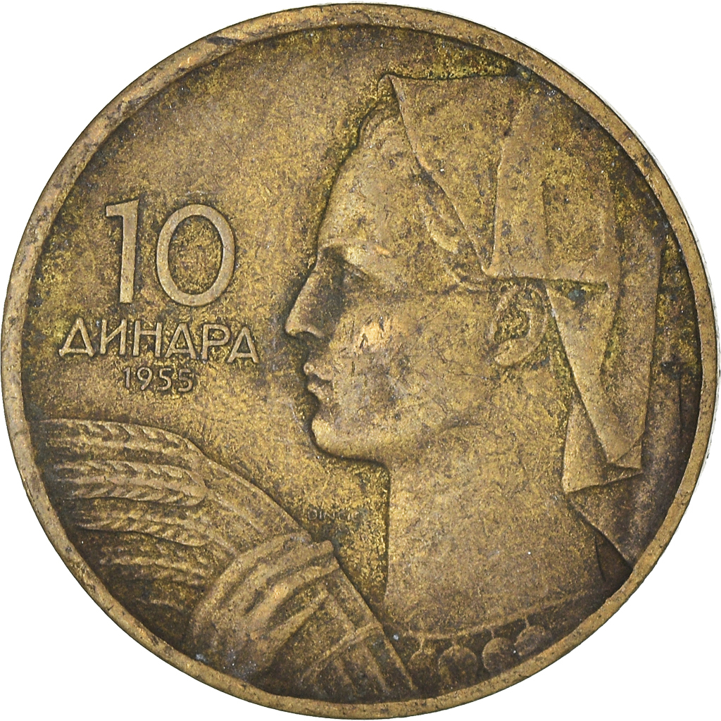 Moneda, Yugoslavia, 10 Dinara, 1955
