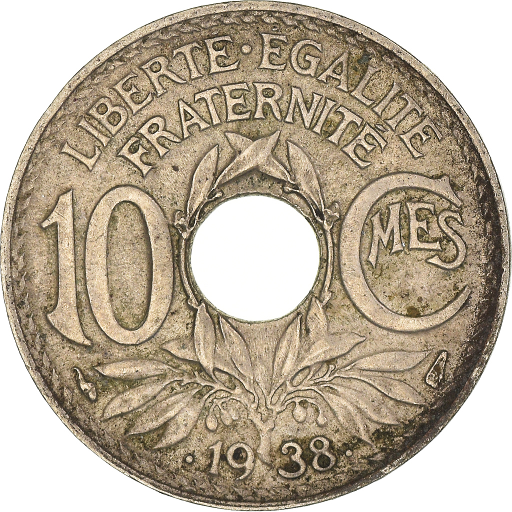 Moneda, Francia, 10 Centimes, 1938