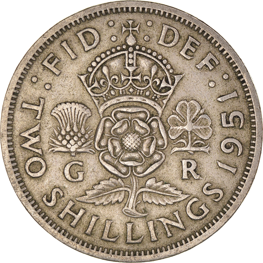 Moneda, Gran Bretaña, Florin, Two Shillings, 1951
