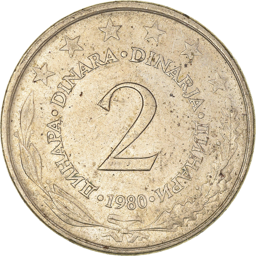 Moneda, Yugoslavia, 2 Dinara, 1980