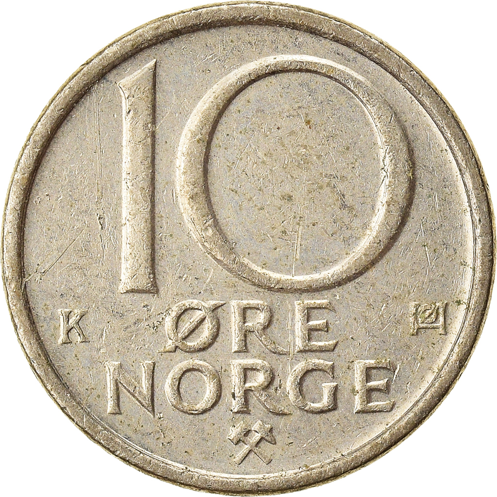 Moneda, Noruega, 10 Öre, 1986