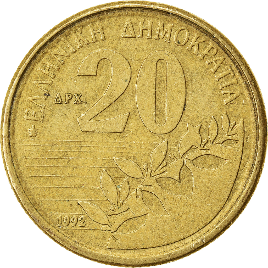 Moneda, Grecia, 20 Drachmes, 1992