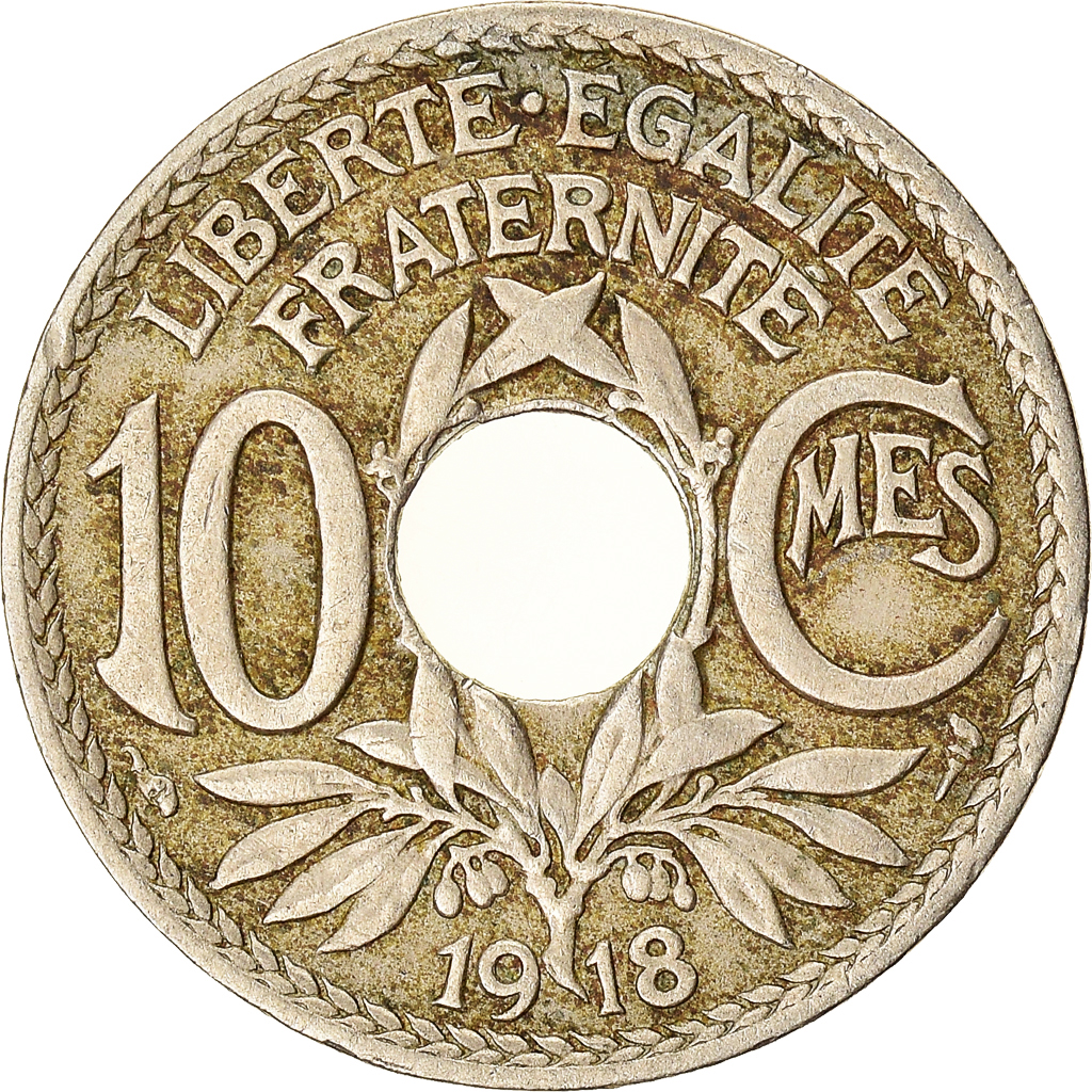 Moneda, Francia, 10 Centimes, 1918