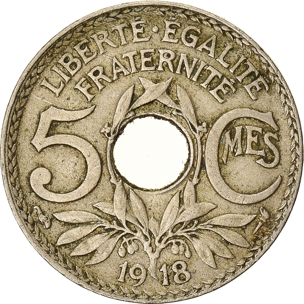 Moneda, Francia, 5 Centimes, 1918