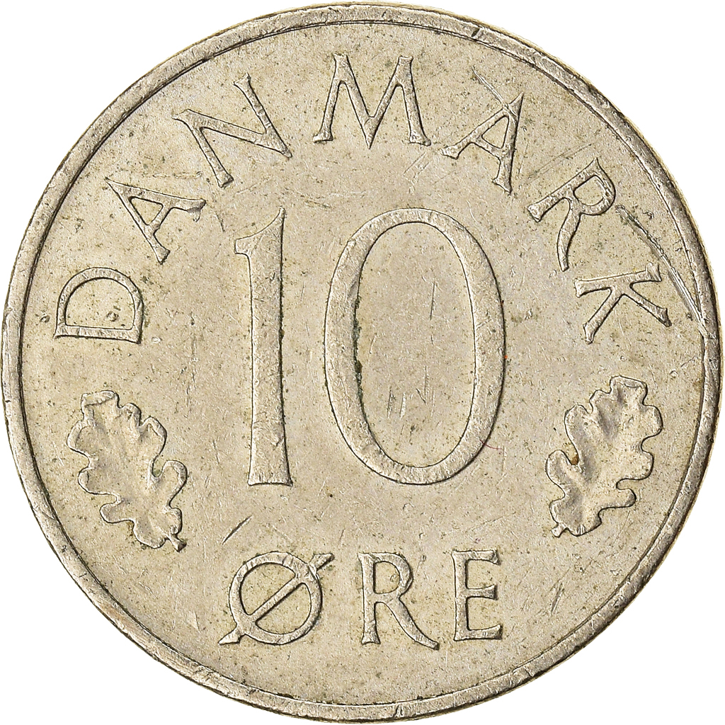 Moneda, Dinamarca, 10 Öre, 1974