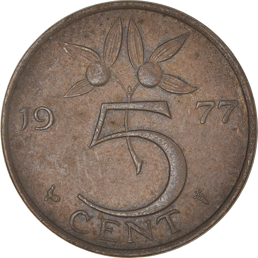 Moneda, Países Bajos, 5 Cents, 1977