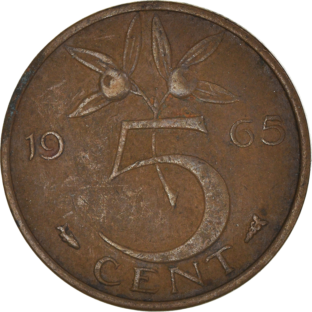 Moneda, Países Bajos, 5 Cents, 1965