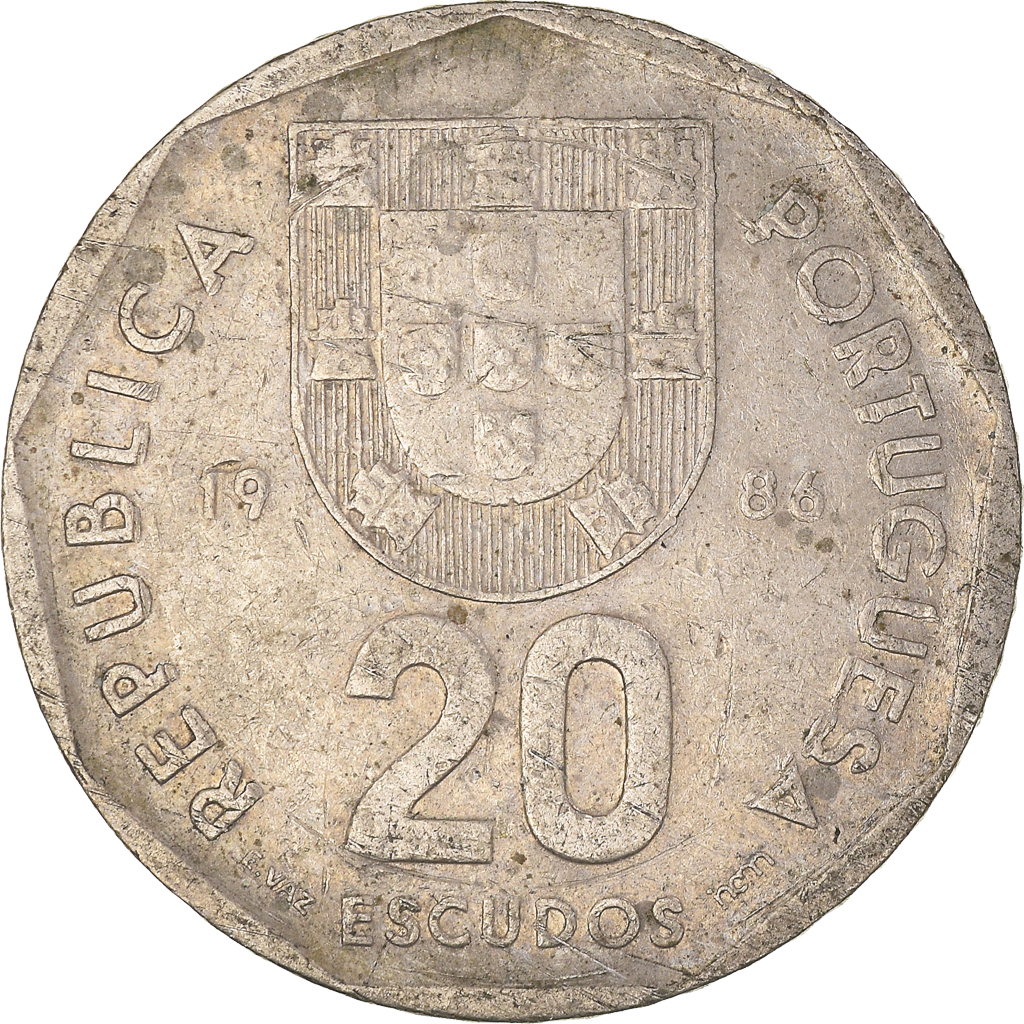 Moneda, Portugal, 20 Escudos, 1986