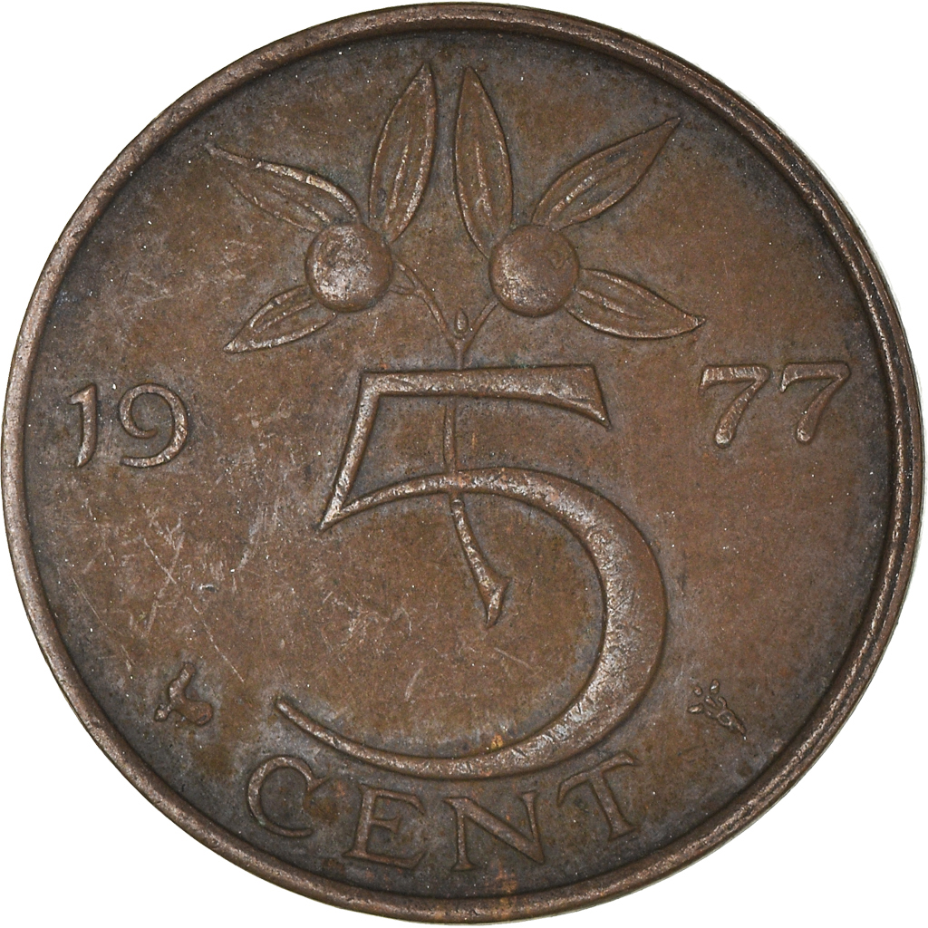 Moneda, Países Bajos, 5 Cents, 1977